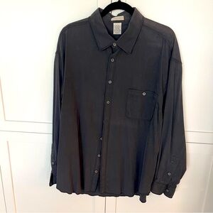 Vintage FITIGUES Men's silk dark grey shirt size large